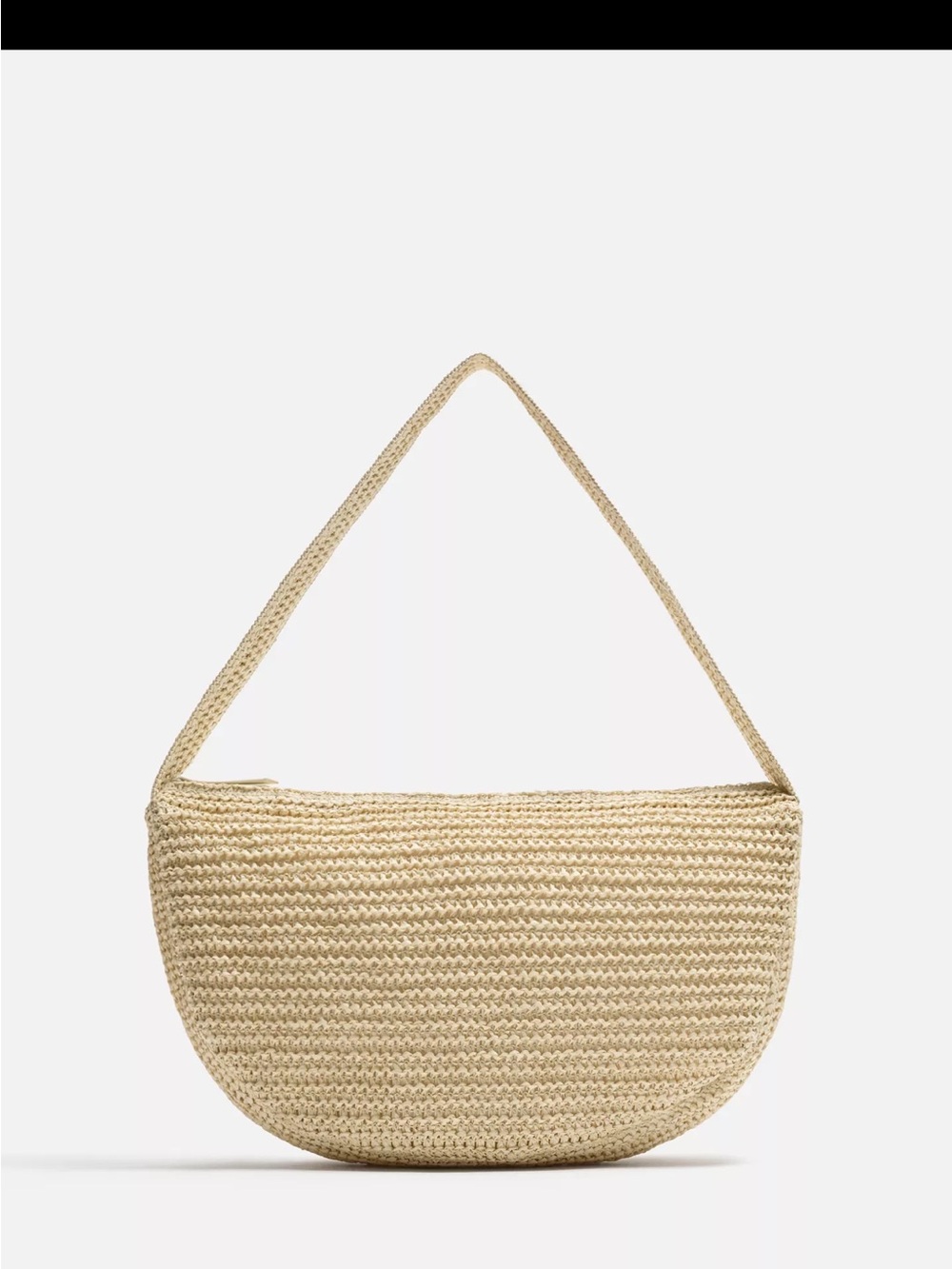 Natural Straw Half-Moon Shoulder Bag